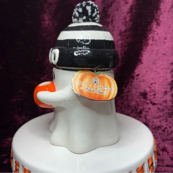 Madison House Halloween Ghost Boo Candle w/Fuzzy Pom Pom Hat&Mini Pumpkin Candle - Picture 3 of 12